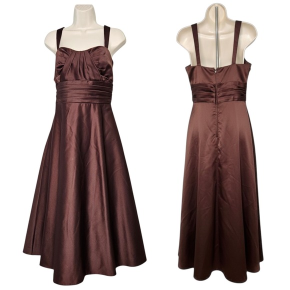 Alfred Angelo Dresses & Skirts - Alfred Angelo Brown Satin A-Line Prom Dress